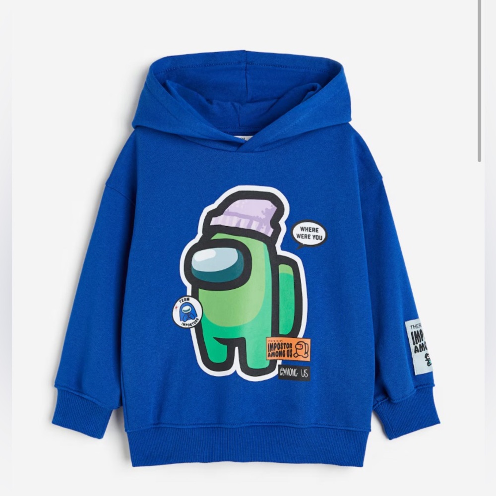 Blue HM Among Us hoodie 3/4T great condition